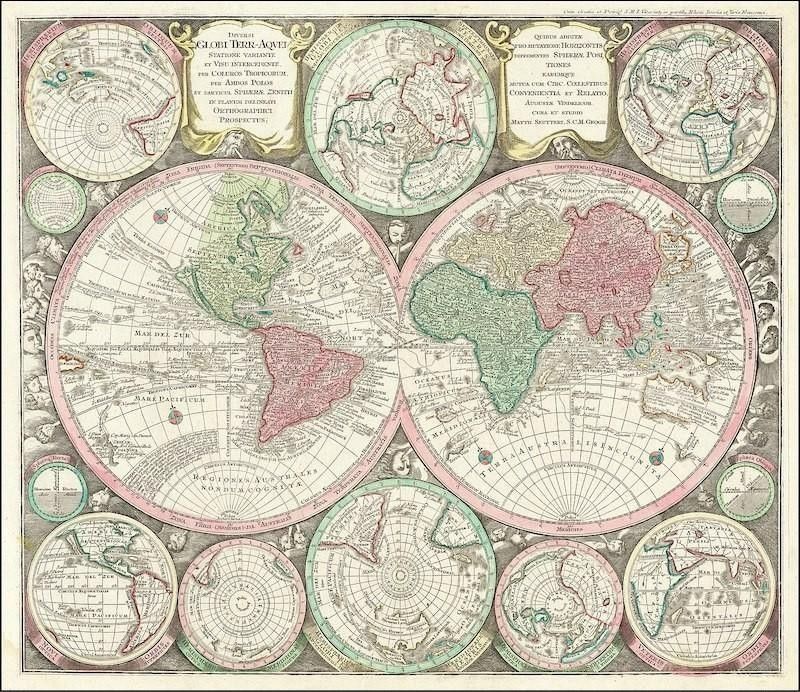 1730 double hemisphere map
