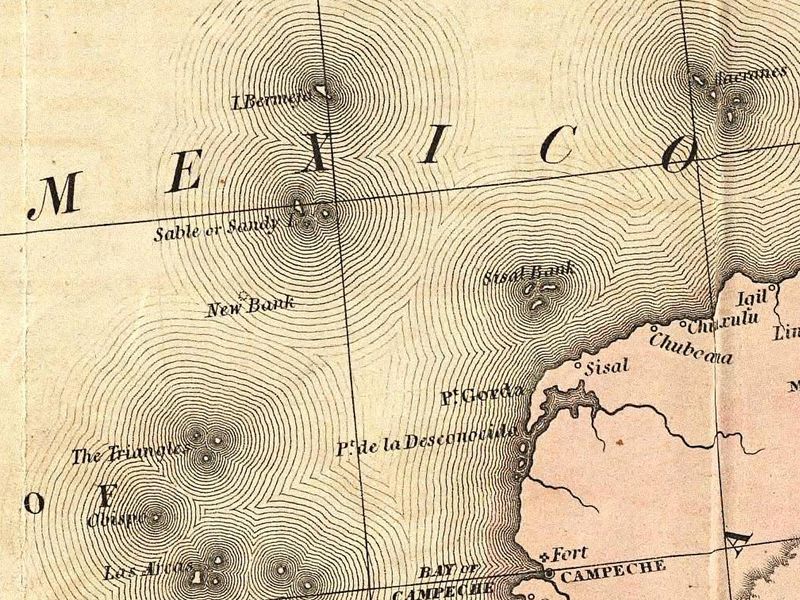 1846 map showing Bermeja Island off the coast of Mexico