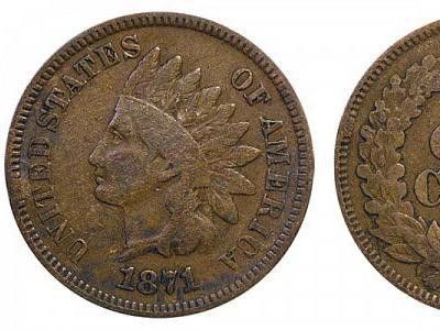 1871 Indian Head Cent (Bold N)