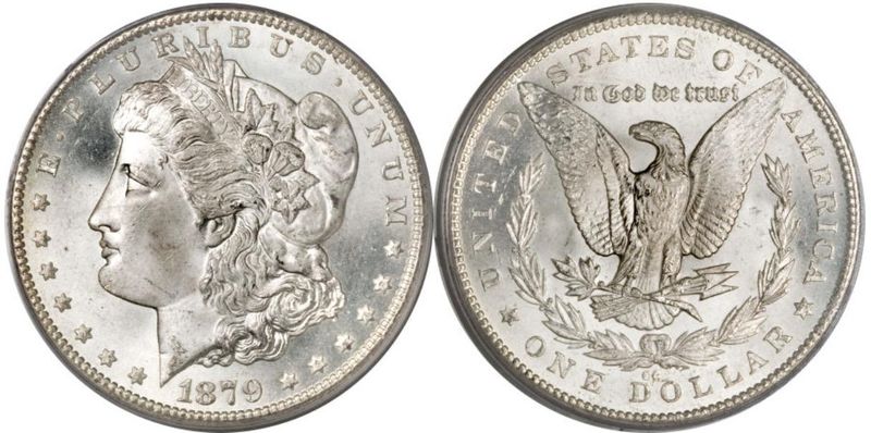 1879-CC Clear CC Morgan Silver Dollar, Mint and Uncirculated