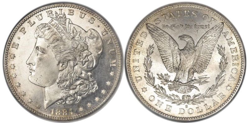 1884-S Morgan Silver Dollar, Mint and Uncirculated