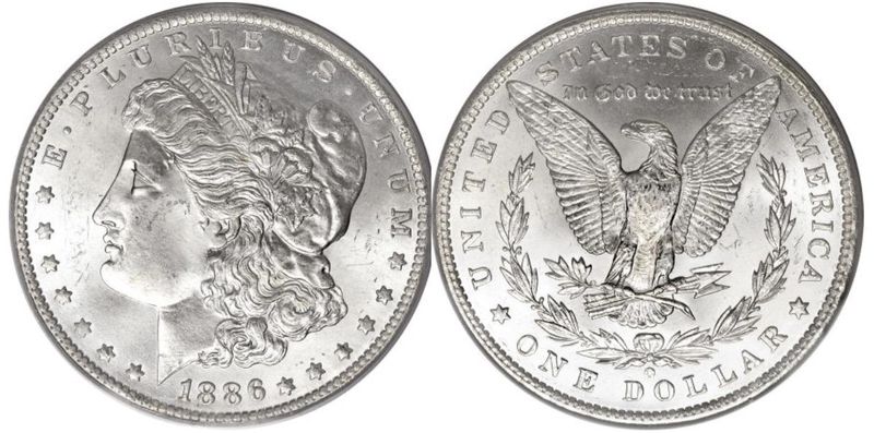 1886-O Morgan Silver Dollar, Mint and Uncirculated