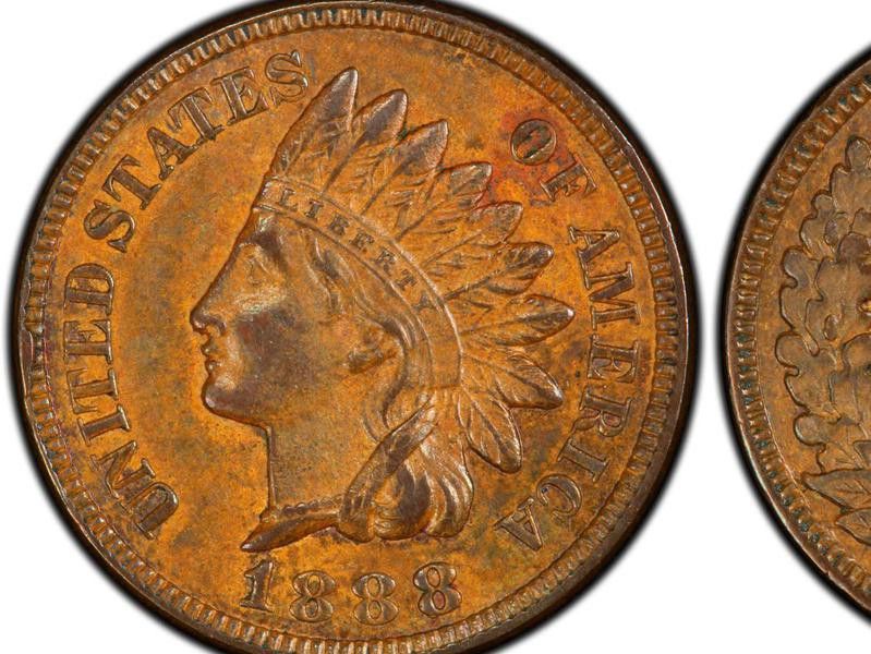 1888 Indian Head Cent (Last 8 Over 7)