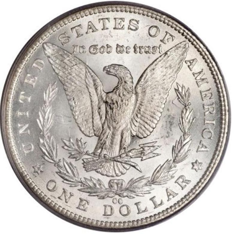 1889-CC Morgan Silver Dollar back