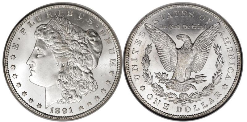 1891-O Morgan Silver Dollar, Mint and Uncirculated