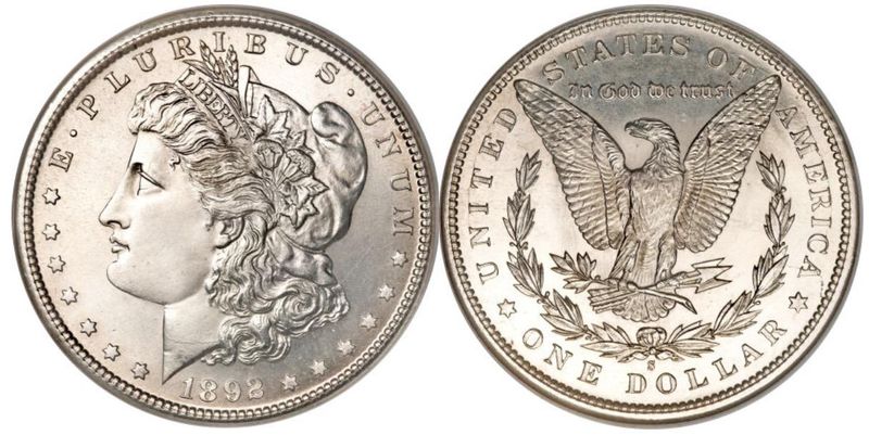 1892-S Morgan Silver Dollar, Mint and Uncirculated