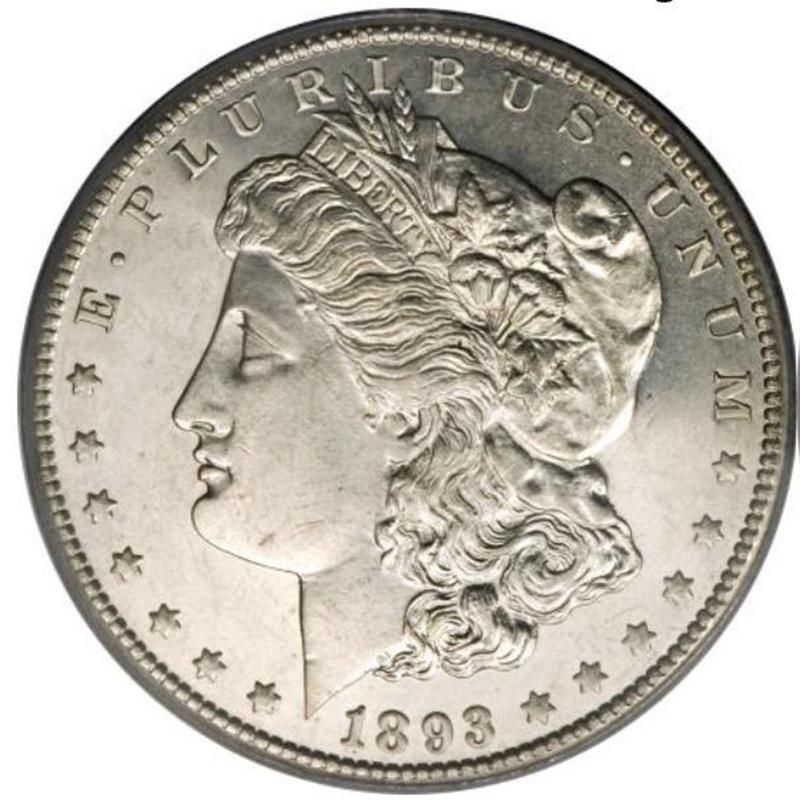1893-CC Morgan Silver Dollar front