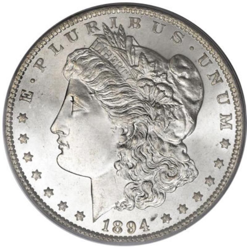 1894 Unmarked Morgan Silver Dollar front