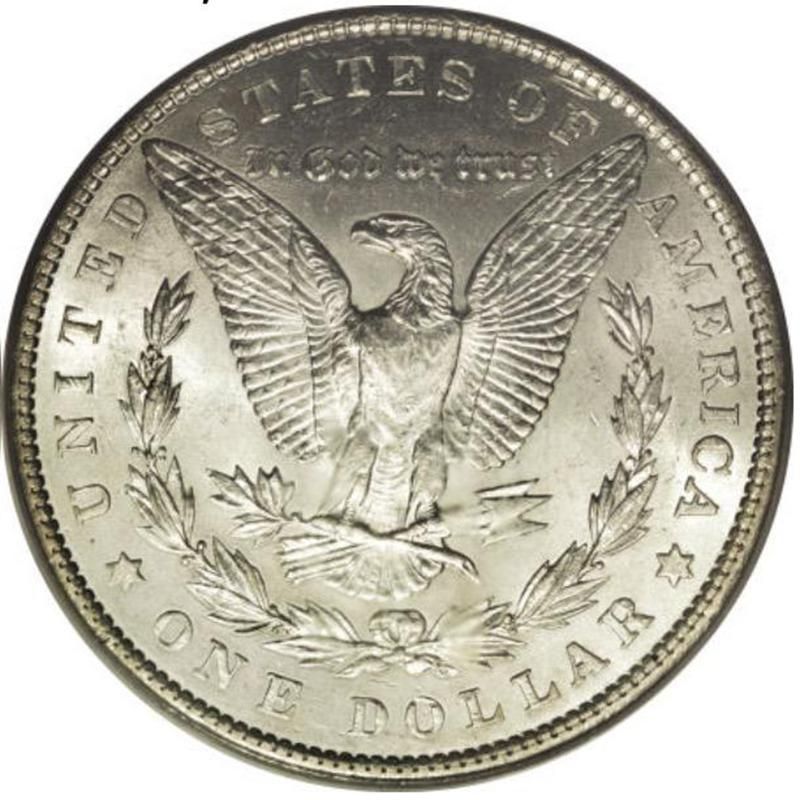1901 Unmarked Morgan Silver Dollar back