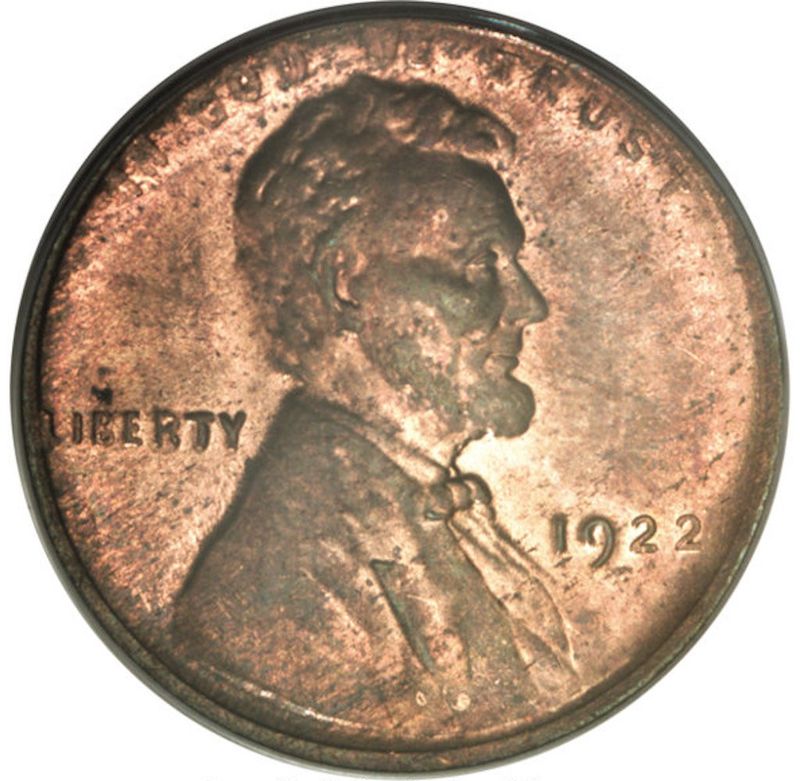 1922-D Lincoln, No D, Strong Reverse, Die Pair 2