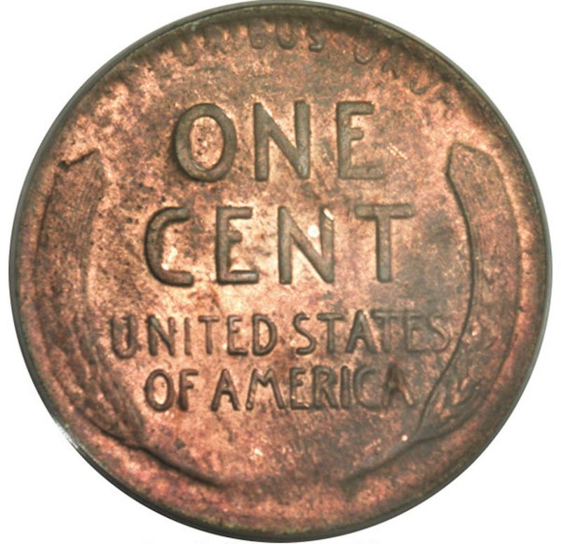 1922 Lincoln No D Strong Reverse and Weak Obverse Wheat Penny