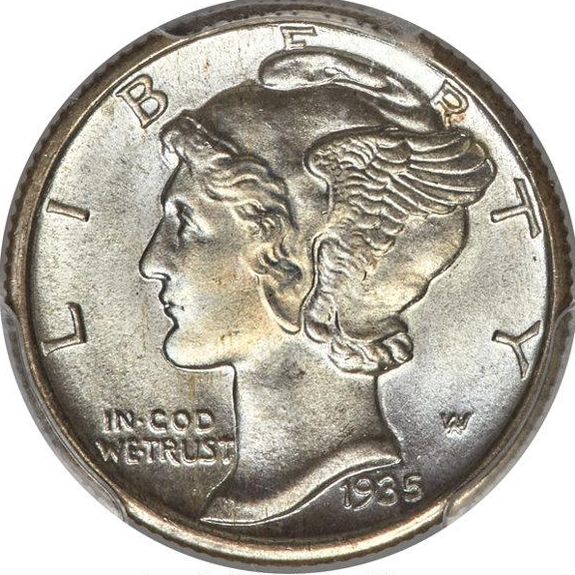 1935-S Mercury Dime with Full Band