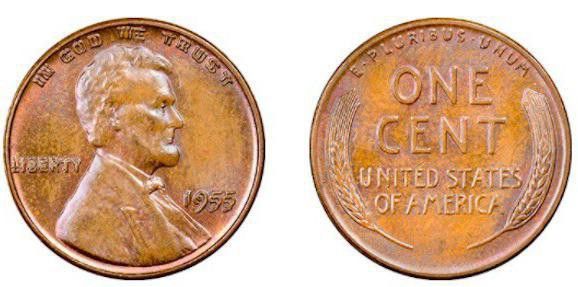 1955 Lincoln Wheat Cent (Doubled-Die Obverse)