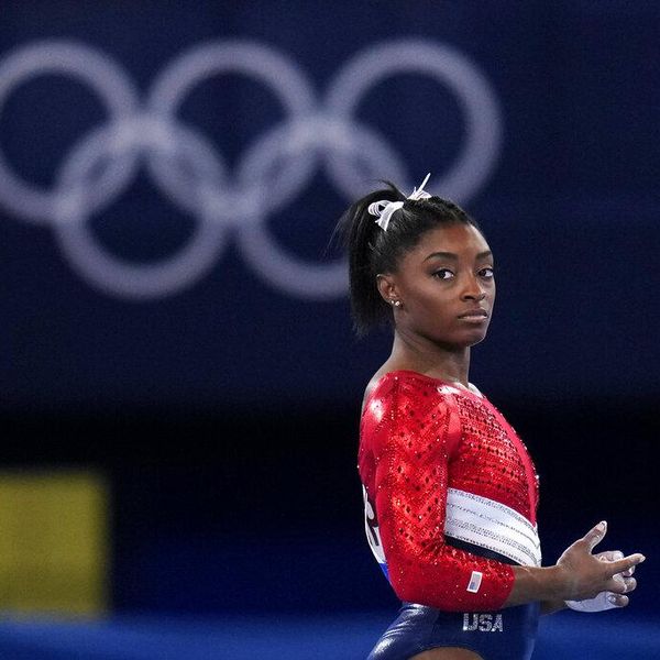 File-This July 27, 2021, file photo shows Simone Biles, of the United States, waiting to perform on the vault during the artistic gymnastics women's final at the 2020 Summer Olympics, Tuesday, July 27, 2021, in Tokyo. Biles’ sponsors including Athleta and Visa are lauding her decision to put her mental health first and withdraw from the gymnastics team competition during the Olympics. It’s the latest example of sponsors praising athletes who are increasingly open about mental health issues. (AP Photo/Gregory Bull, File)