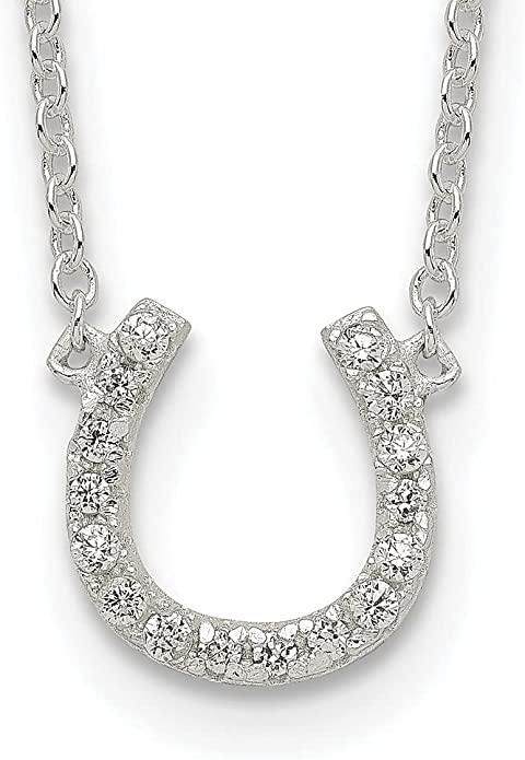 925 Sterling Silver Cubic Zirconia Cz Horseshoe Necklace