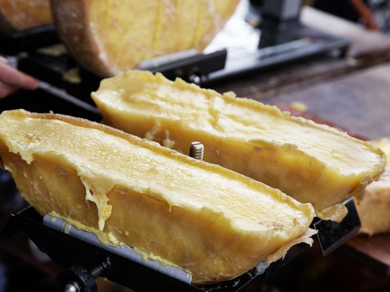 A close-up view of raclette cheese