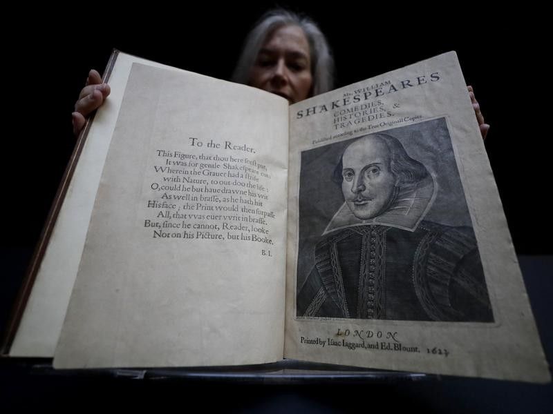 A copy of Shakespeare's First Folio, which sold for $10 million