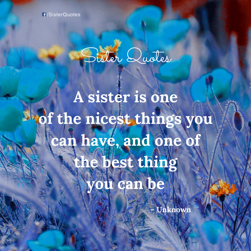 A sister is one of the nicest things you can have