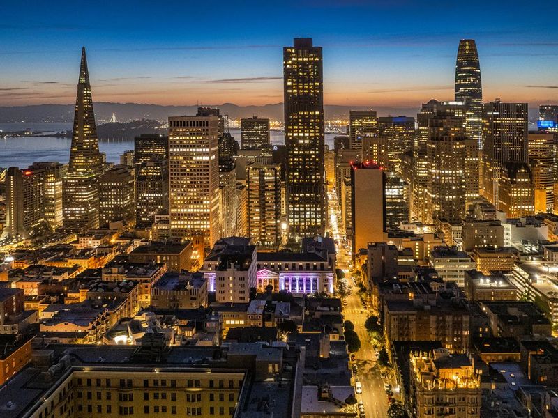Aerial Night San Francisco Skyline