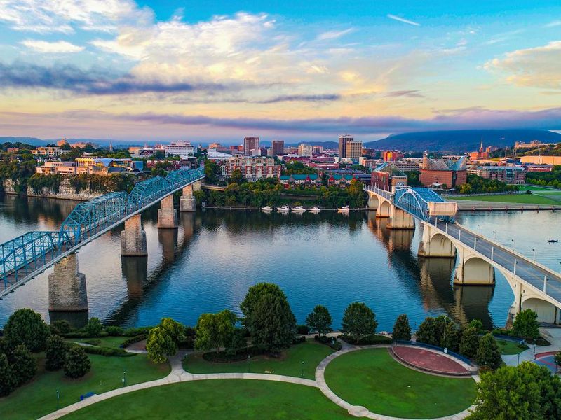 Aerial of Chattanooga Tennessee TN