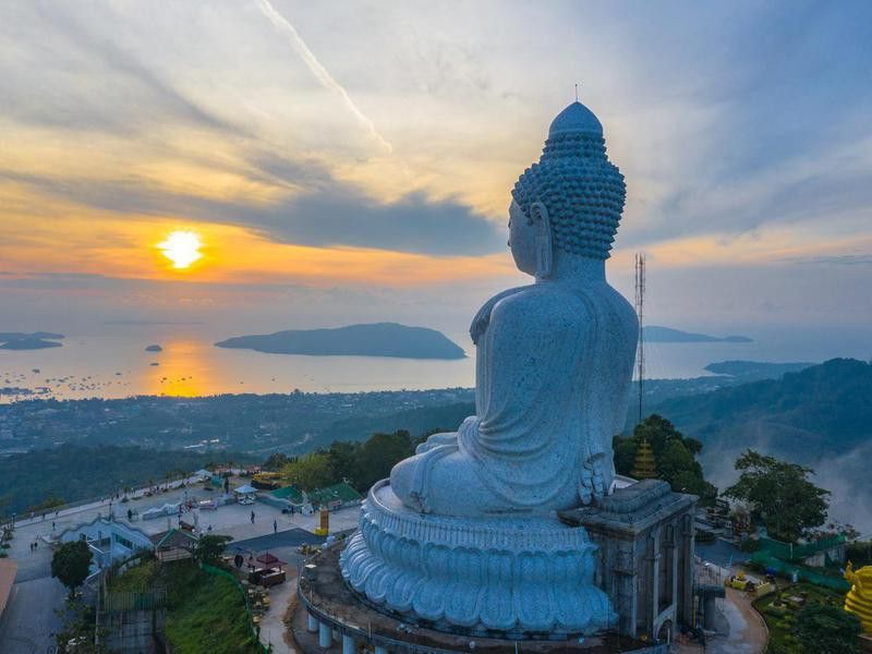 Aerial view of big Buddha in Phuket, Thailand