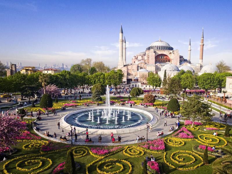 Aerial view of Hagia Sophia in Istanbul, Turkey
