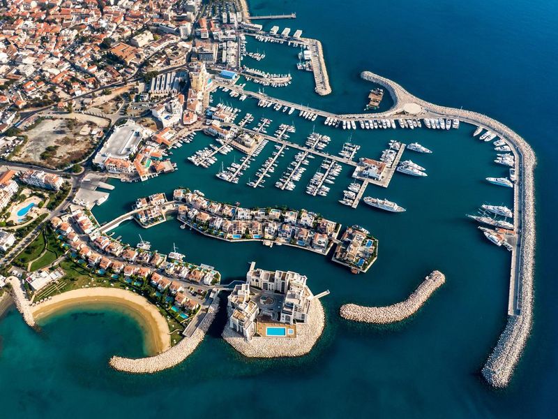 Aerial view of Limassol marina in Cyprus.