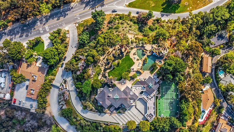 Aerial view of Pharrell Williams' house in Beverly Hills