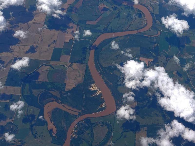 Aerial view of Red River in Arkansas