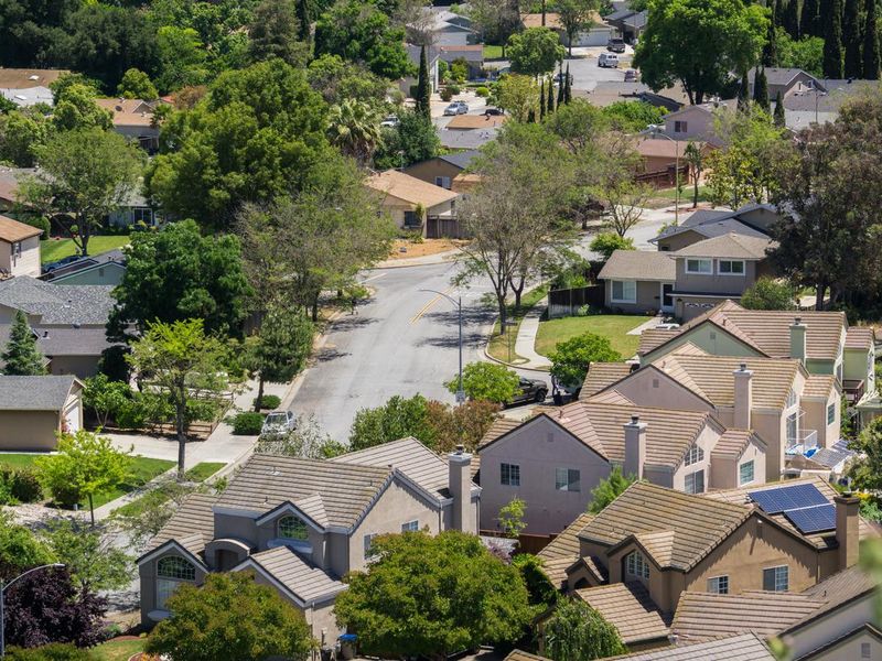 Aerial view of residential neighborhood in San Jose