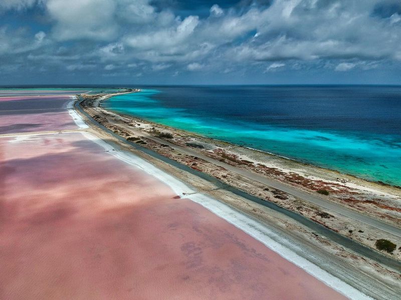 Aerial view of south Bonaire beaches