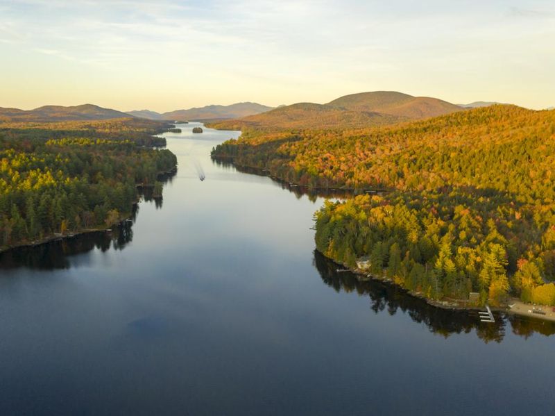 Aerial View Over Long Lake Adirondack