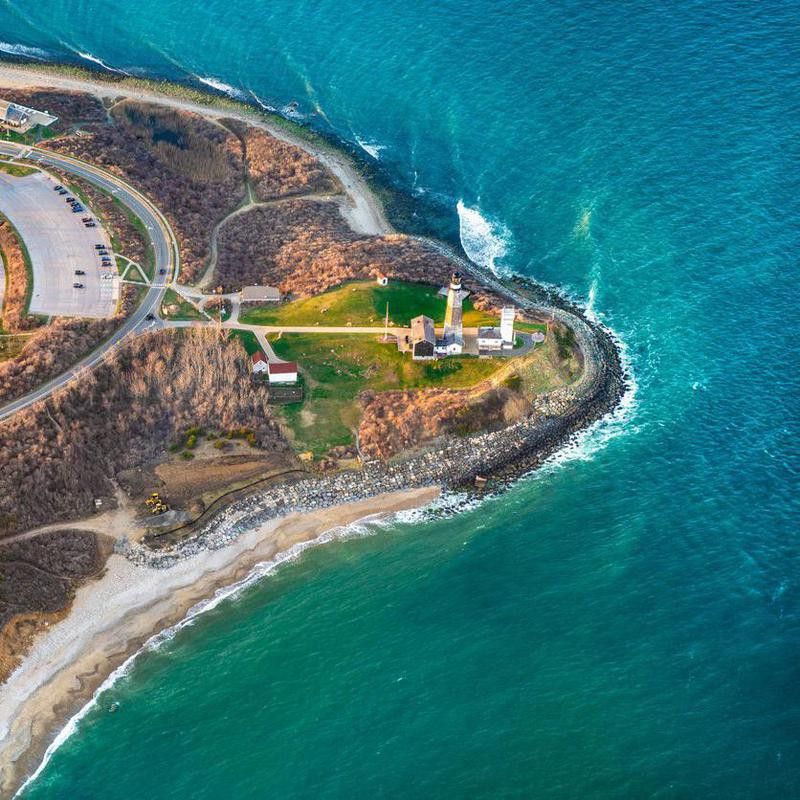 Aerial view over  Montauk Point State Park