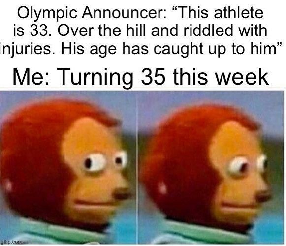 Aging Olympic athlete meme