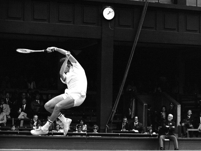 Airborne action from Americas Jimmy Connors