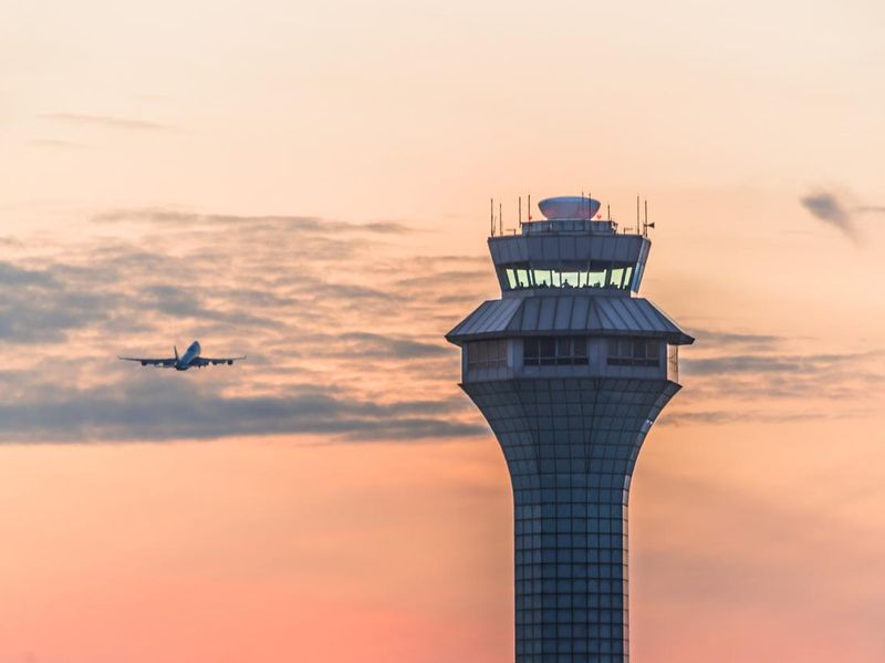 Airport traffic control tower at Chicago O'Hare