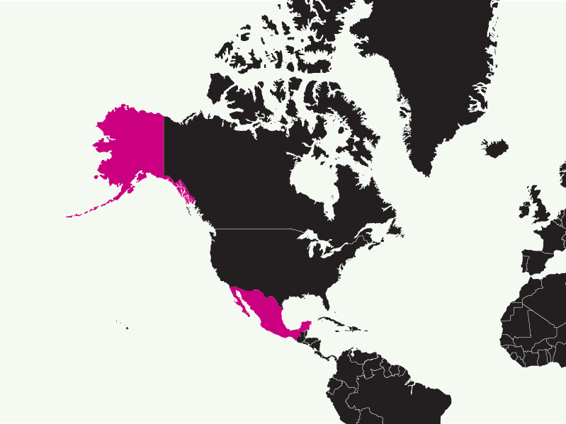 Alaska and Mexico map