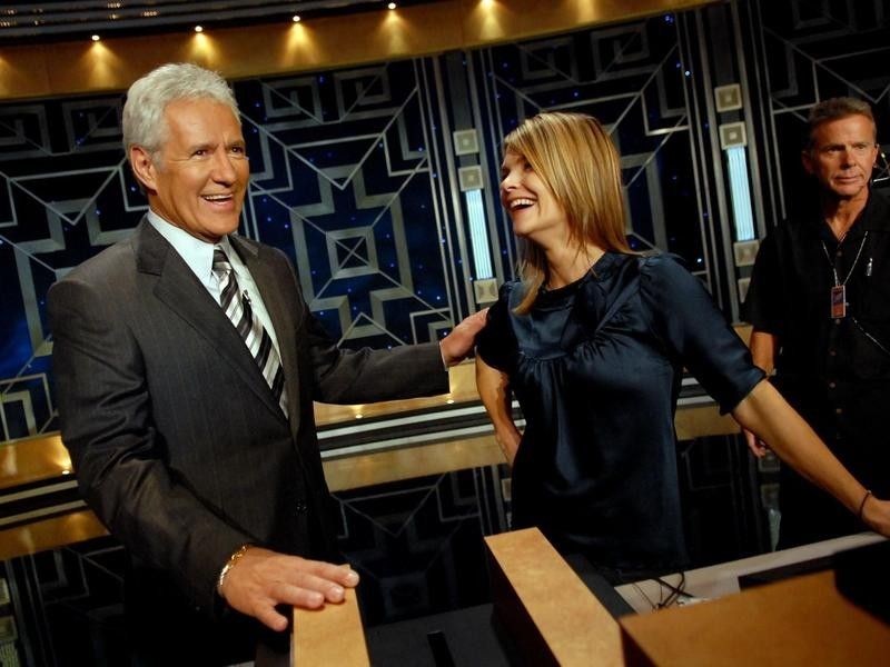 Alex Trebek with actress Kathryn Erbe in 2006