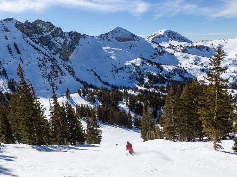 Alpine skiing at Alta Resort, Utah