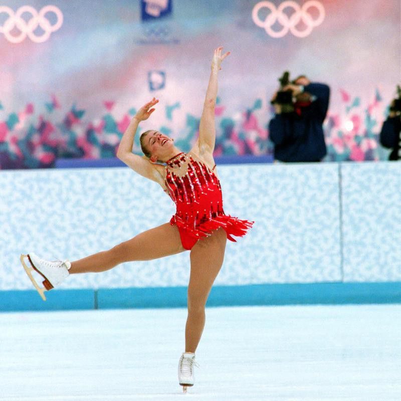 American figure skater Tonya Harding performs