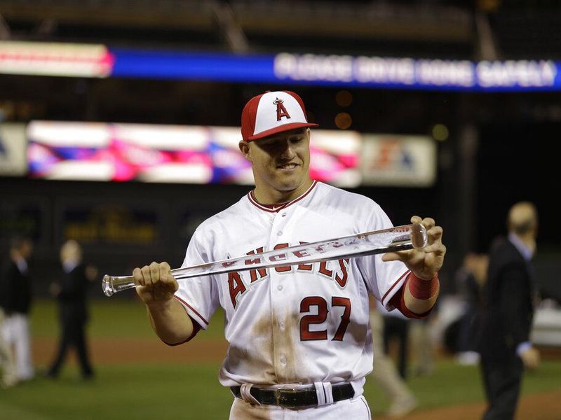American League outfielder Mike Trout, of the Los Angeles Angels