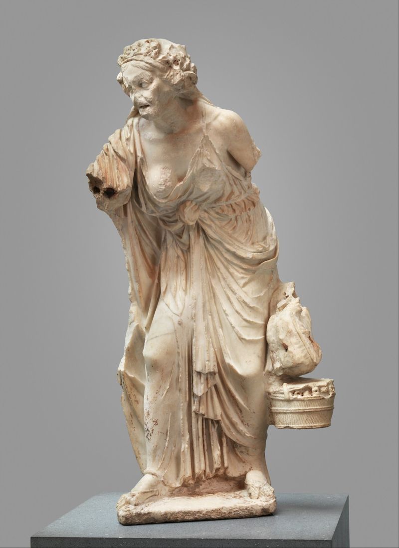 Ancient roman statue of an old woman