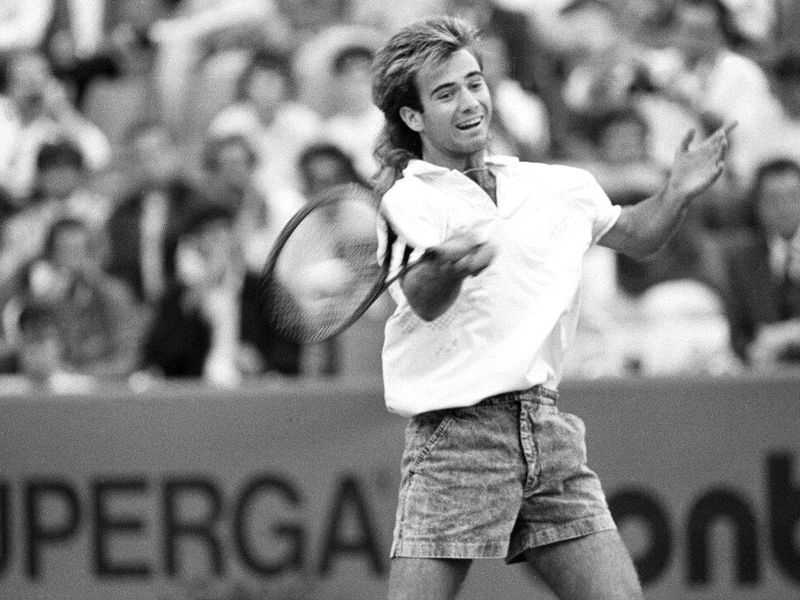 Andre Agassi of USA, in action