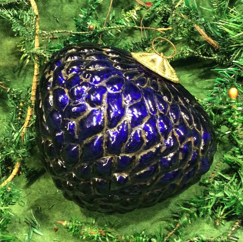 Antique German Cobalt Blue Raspberry Kugel ornament