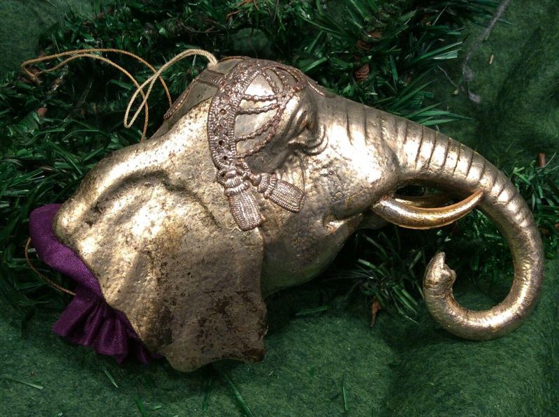 Antique German Dresden Paper Elephant Head Christmas