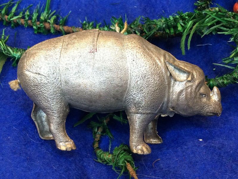 Antique German Dresden Rhino Christmas Ornament