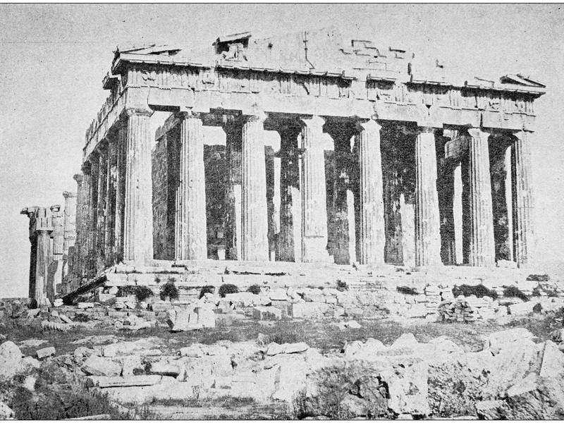 Antique photo of the Parthenon in Athens