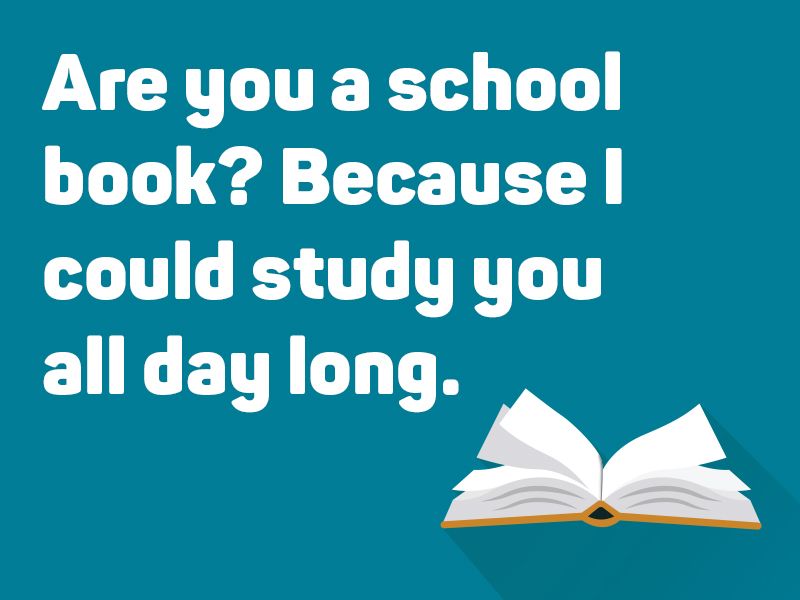 Are you a school book? Because I could study you all day long.