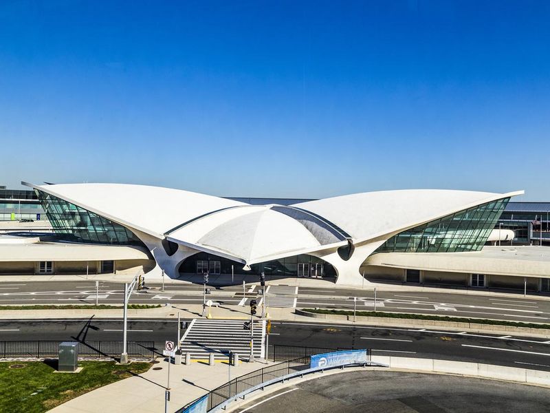 Areal view of the historic TWA Flight Center at JFK Airport