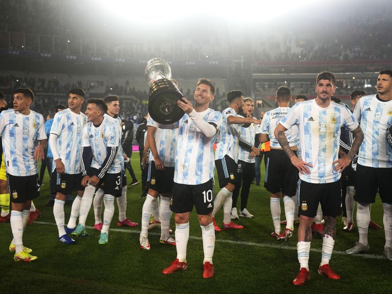 Argentina's Lionel Messi holds the Copa America
